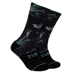 2UNDR Flex Print Socks In Space Golf Black