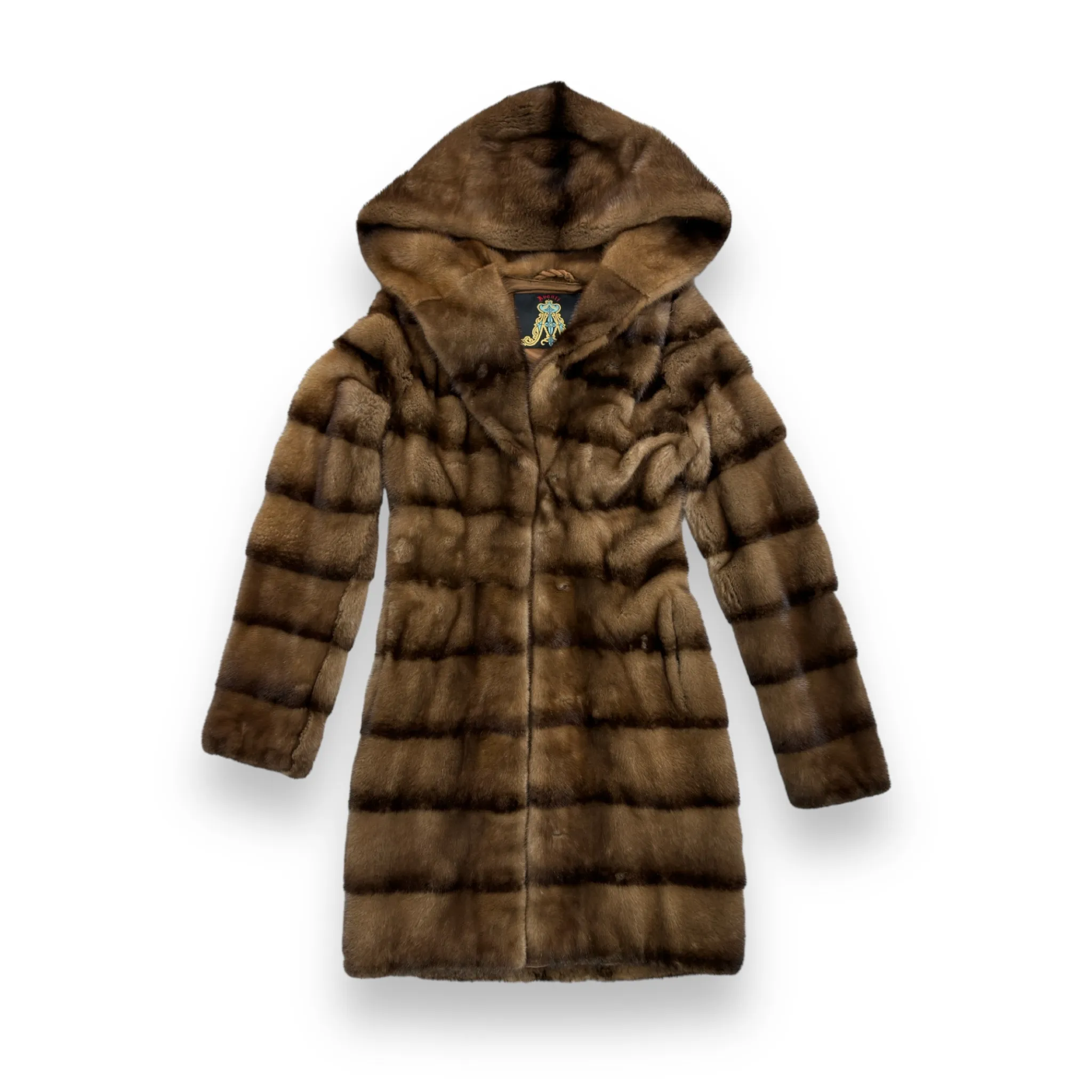 3/4 Brown and Golden Mink with Hood - Daniel's Leather