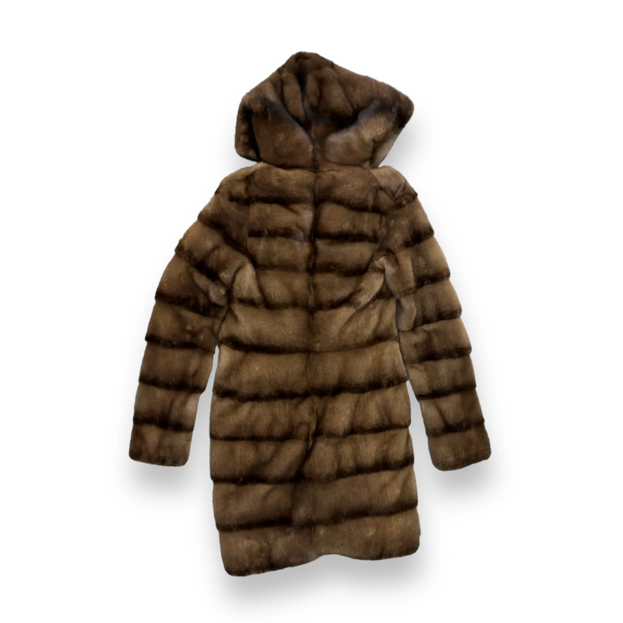 3/4 Brown and Golden Mink with Hood - Daniel's Leather