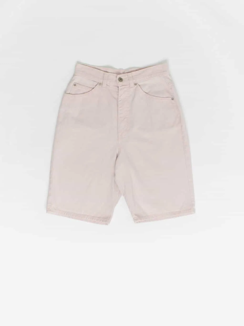 90s vintage St Michael shorts, pastel pink light wash denim – Waist 26 / Small