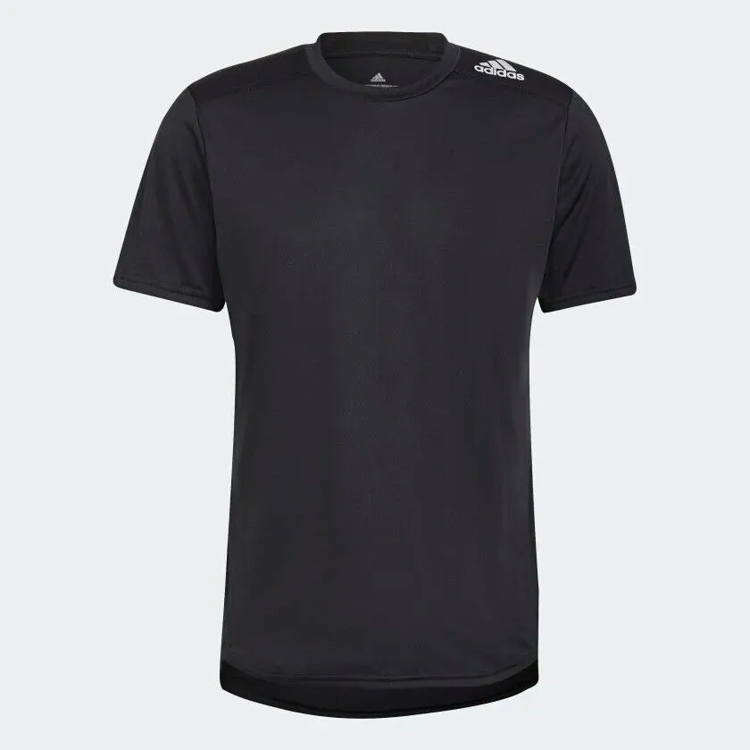 adidas Designed For Running Mens T-Shirt White Black Coral Reflective Breathable