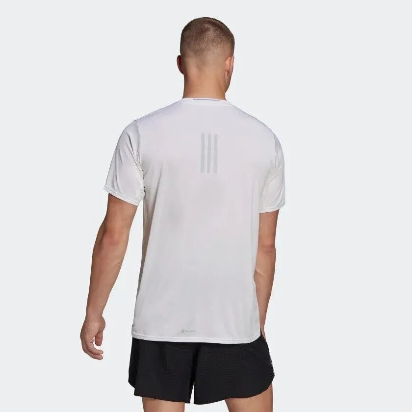 adidas Designed For Running Mens T-Shirt White Black Coral Reflective Breathable