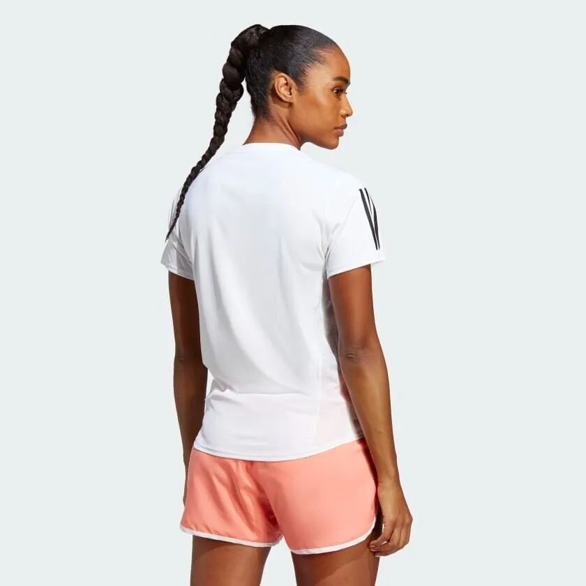 adidas Own The Run Womens Running T-Shirt White Breathable Top Aeroready