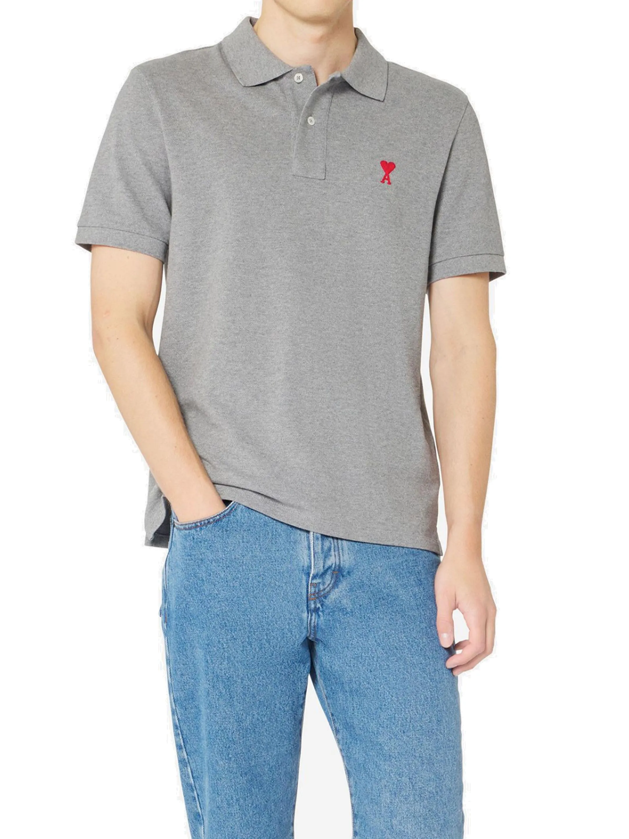 AMI Logo Embroidered Polo Shirt