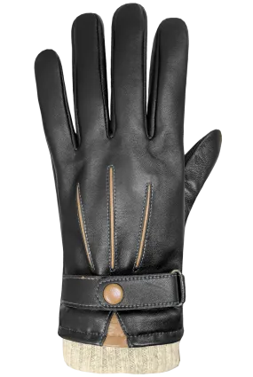 Auclair Dario Leather Gloves in Black Cognac