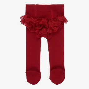 Baby Girls Red Ruffle Tights