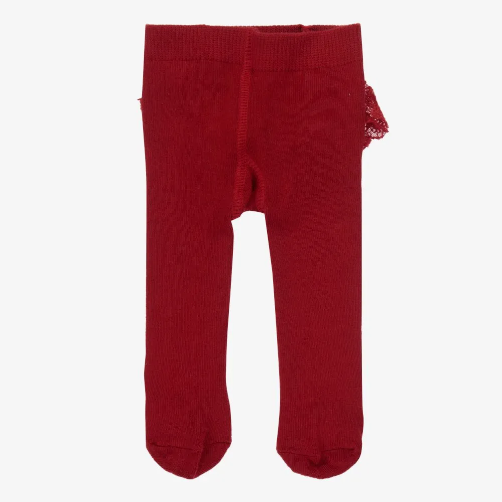 Baby Girls Red Ruffle Tights