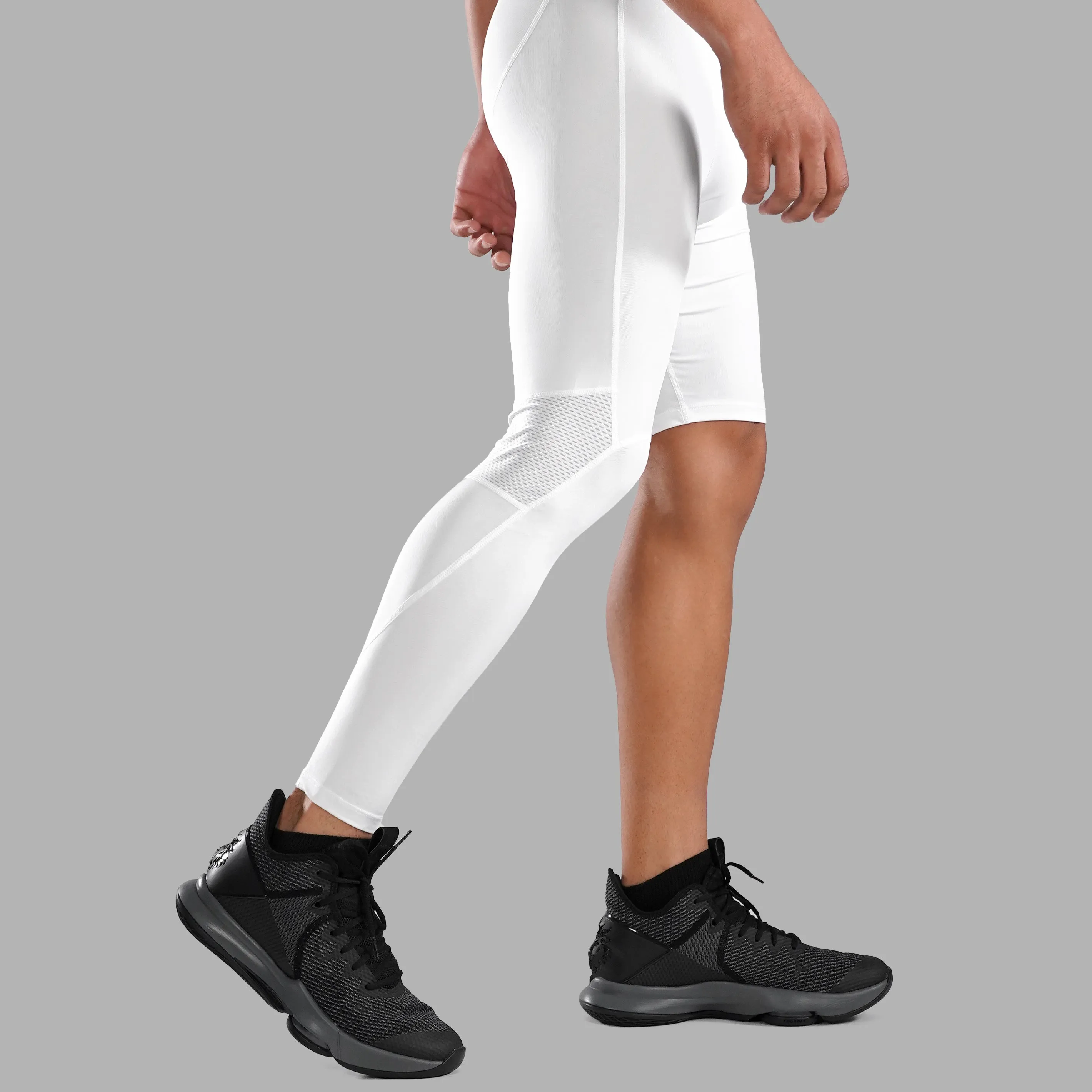 Basic White Single-leg Basketball Tights