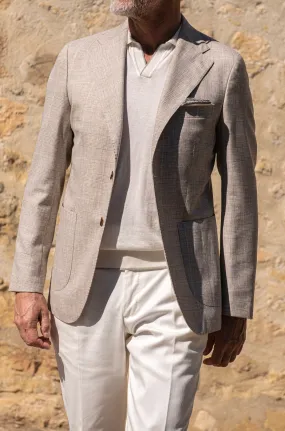 Beige Prince of Wales jacket - Made in Italy