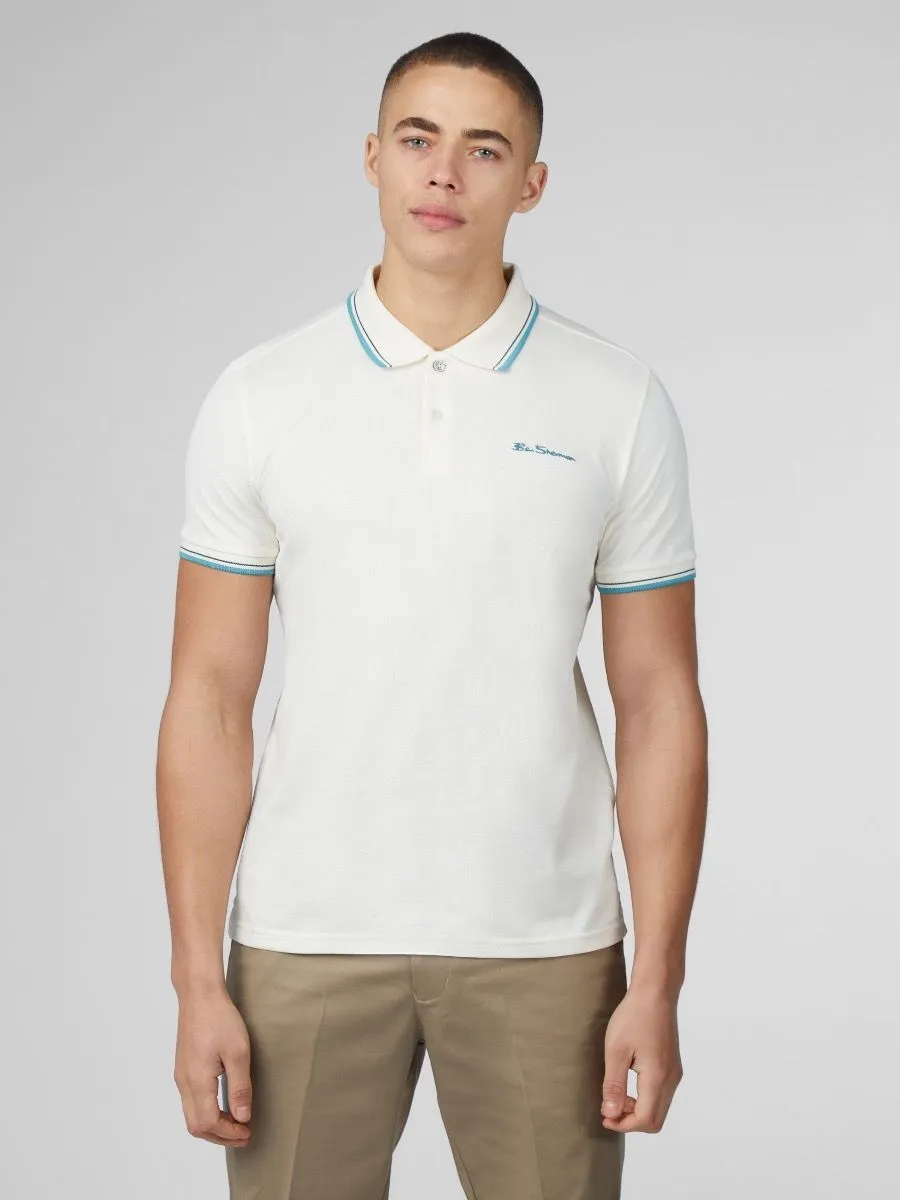 Ben Sherman Casual Short Sleeve Polo Shirt Ivory