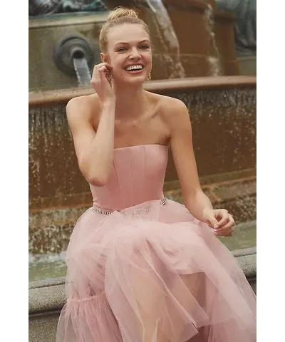 BHLDN Strapless A-Line Tulle Midi Dress