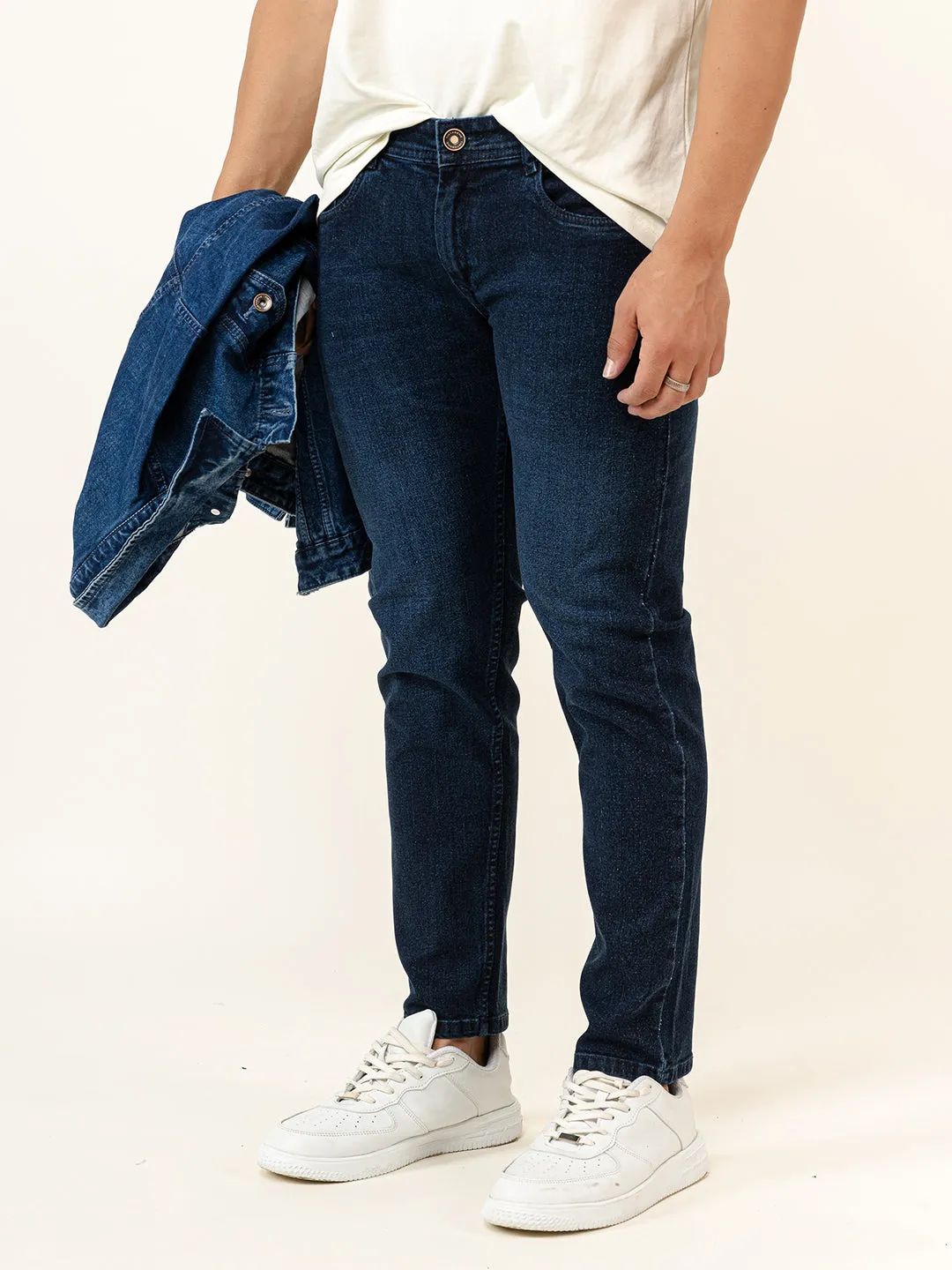 Blue Slim-Fit Ankle Length Mens Jeans