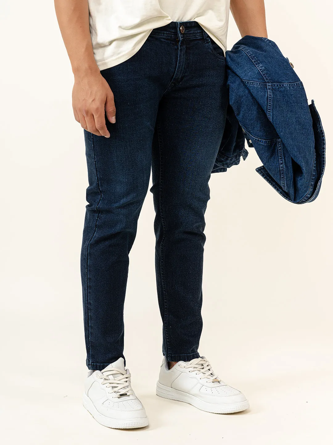 Blue Slim-Fit Ankle Length Mens Jeans