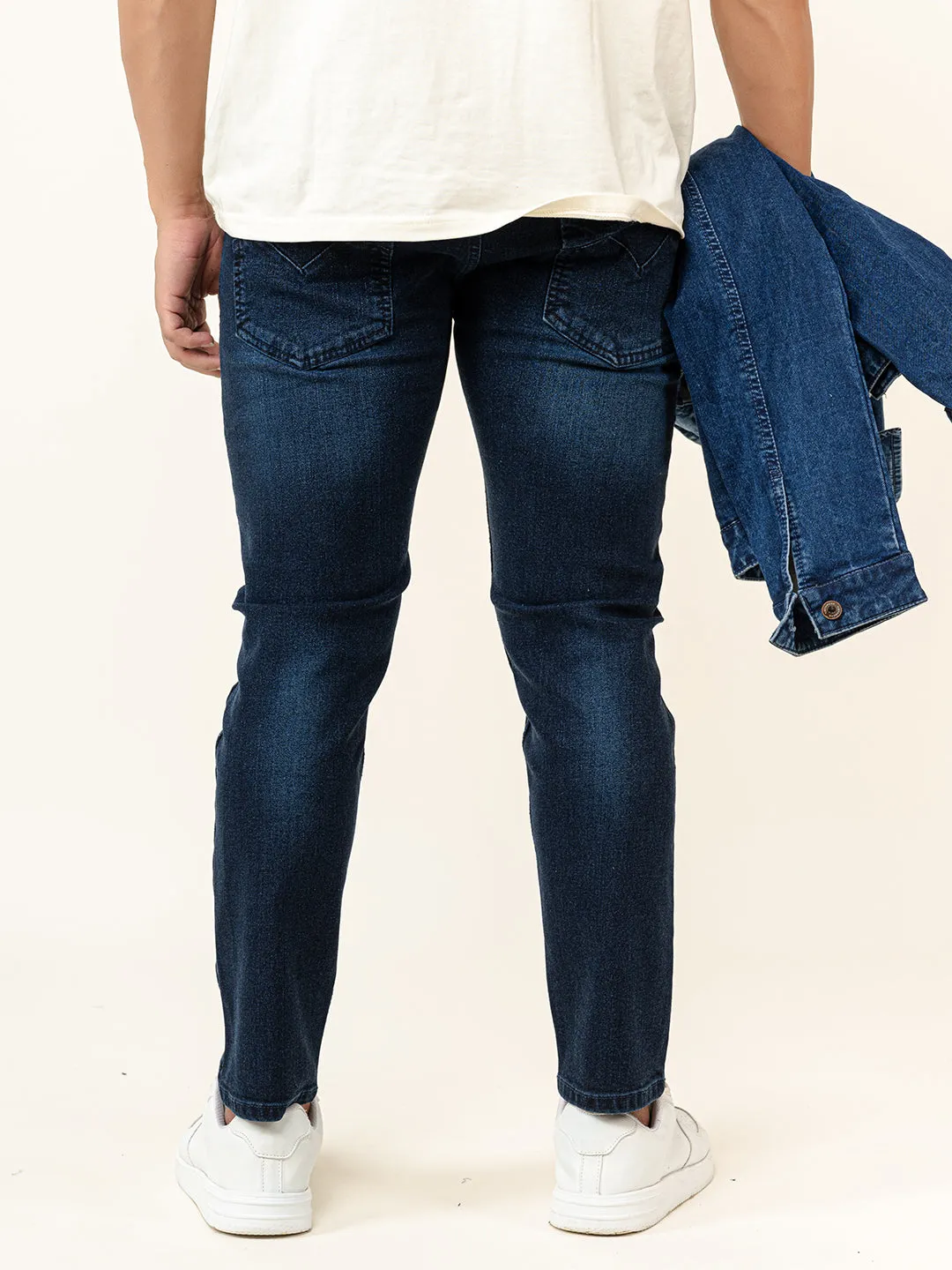 Blue Slim-Fit Ankle Length Mens Jeans