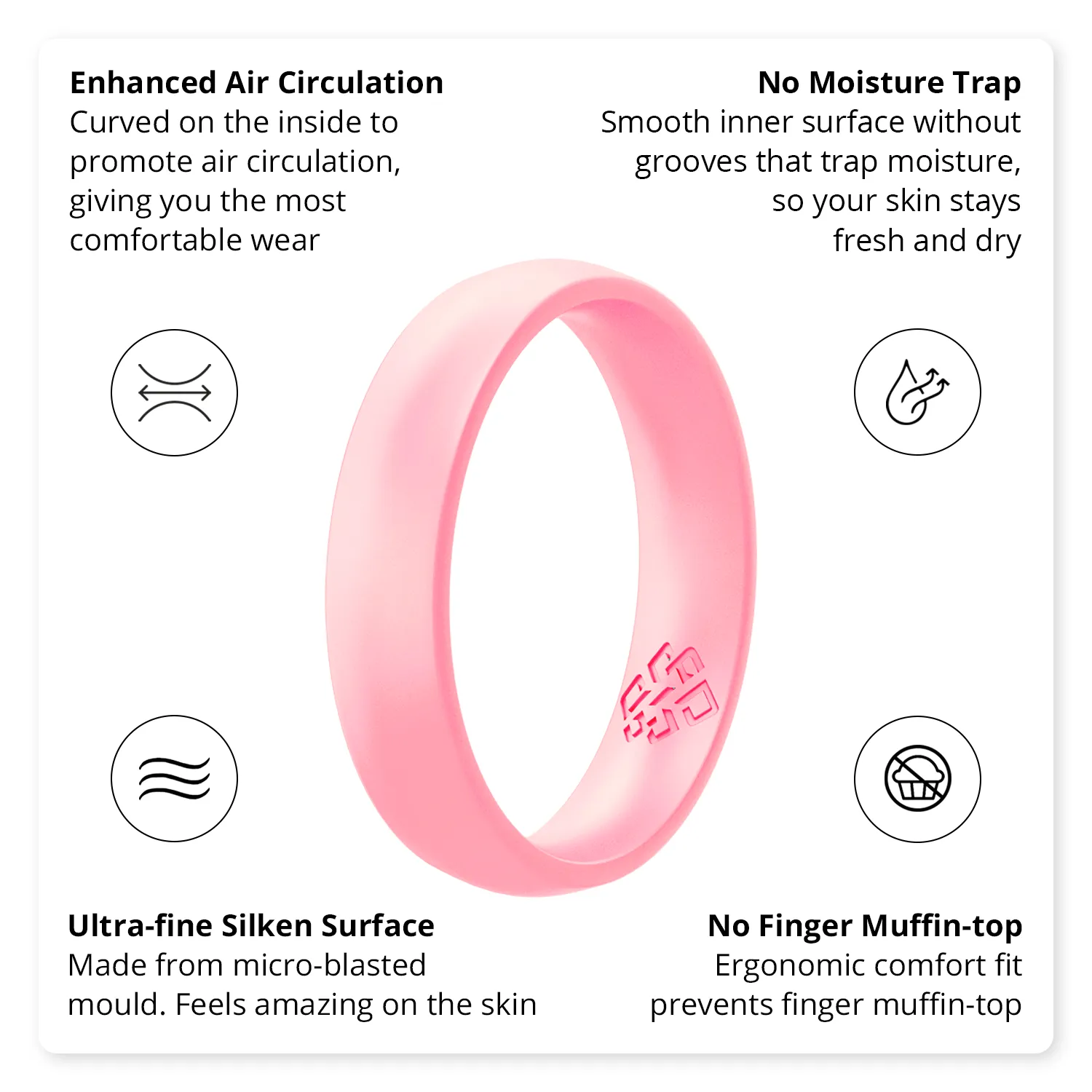 Blush Pink Breathable Silicone Ring For Women