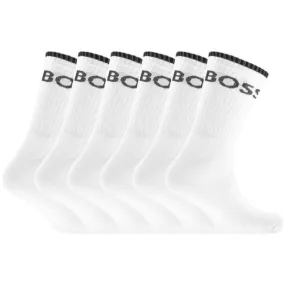 BOSS 6 Pack Crew Socks White