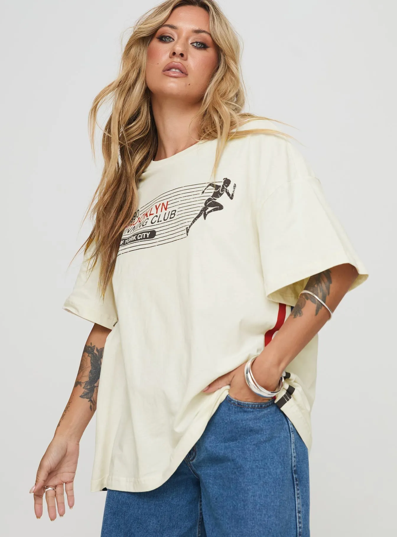 Brklyn Running Oversized Tee White