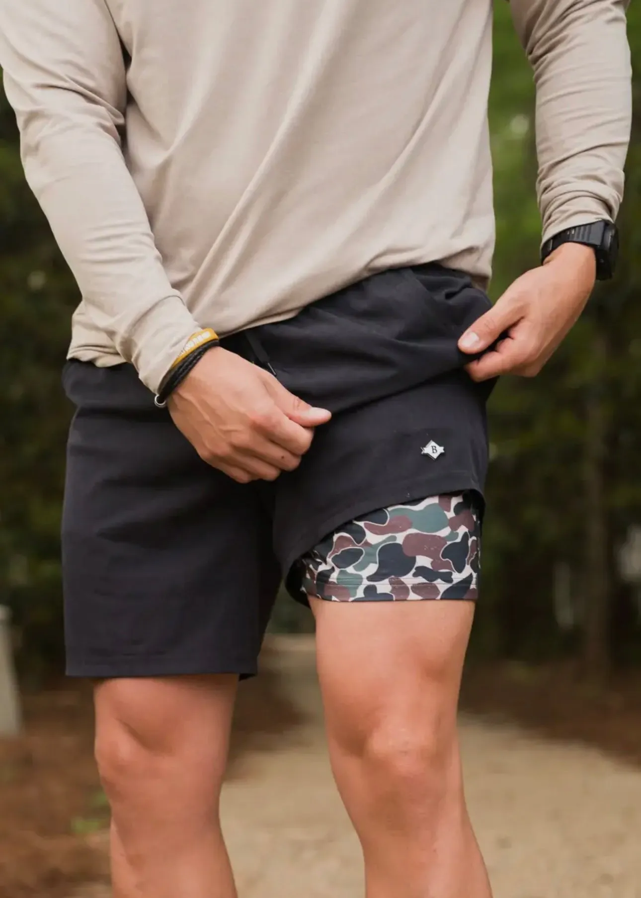 Burlebo 5.5” Throwback Camo Liner Athletic Short | Heather Black