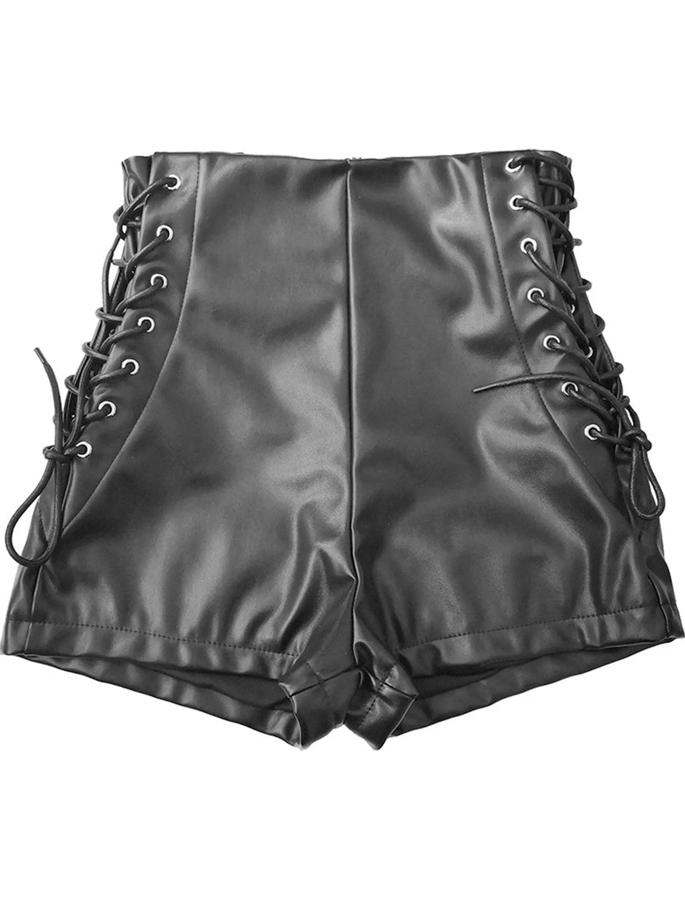 casual faux leather shorts high waist PU biker shorts