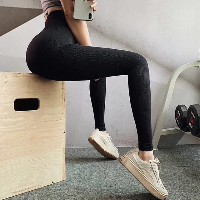 Casual Seamless Women Leggings High Wasit Push Up Spandex Patchwork Leggings Workout Jeggings Female Fitness Leggings