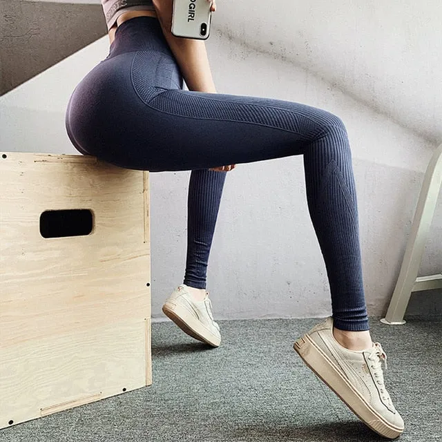 Casual Seamless Women Leggings High Wasit Push Up Spandex Patchwork Leggings Workout Jeggings Female Fitness Leggings