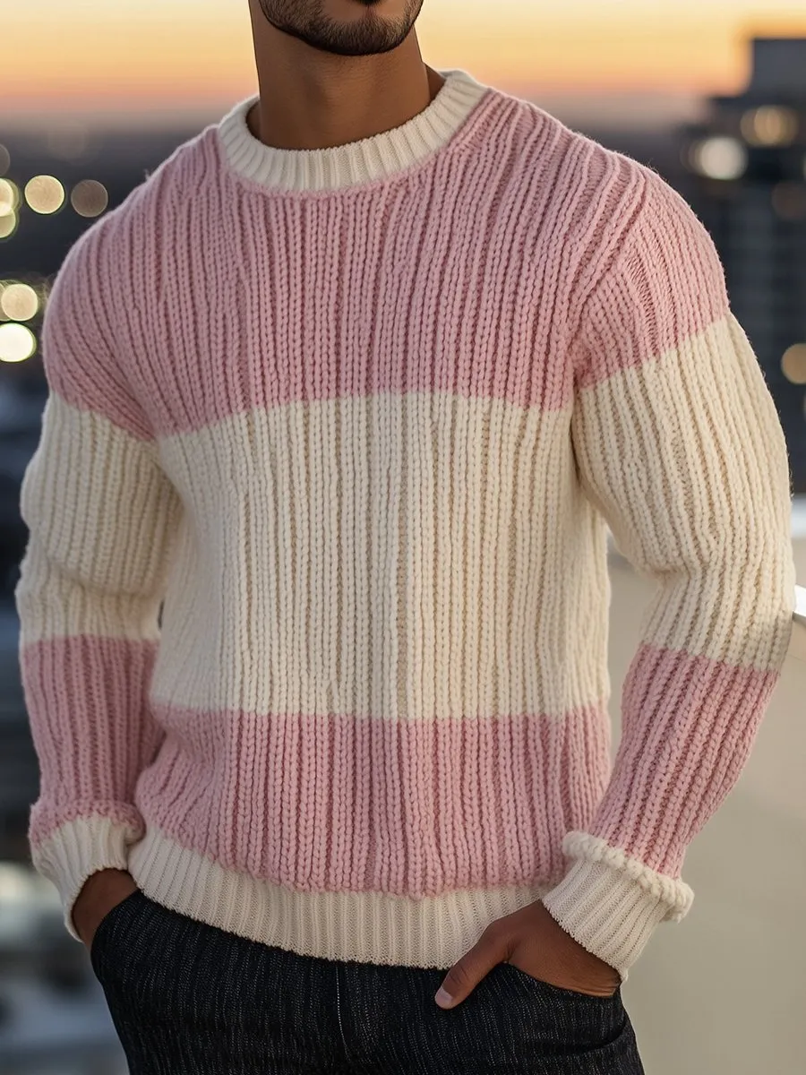 Casual Striped Crew Neck Pullover Sweater