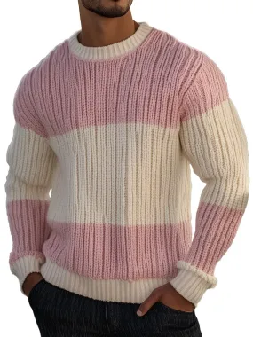 Casual Striped Crew Neck Pullover Sweater