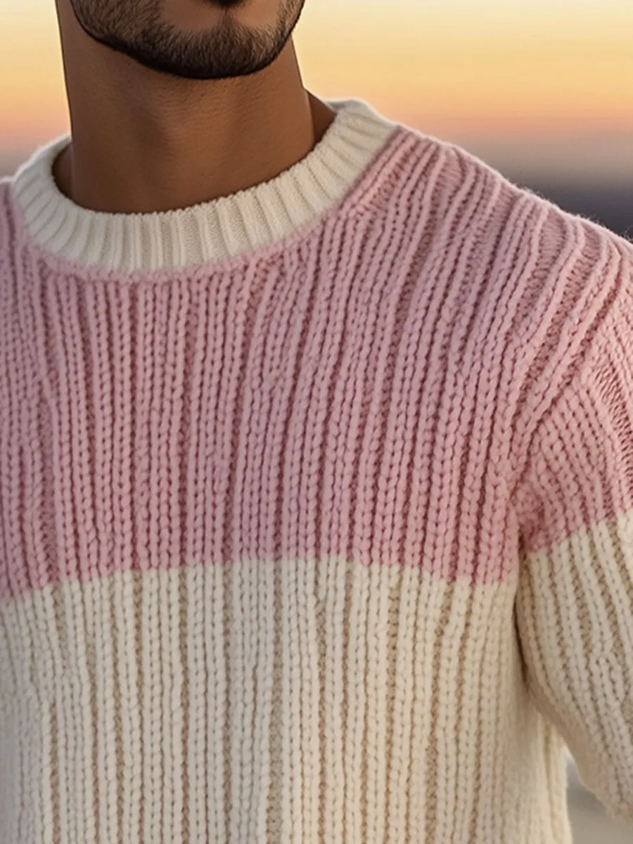 Casual Striped Crew Neck Pullover Sweater