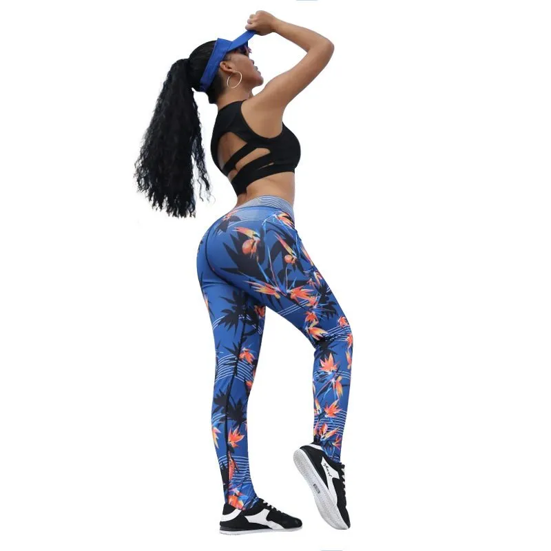 Casual Women Leggings Fashion Print High Waist Elastic Push Up Ankle Length Polyester Legging Fitness Femme Leggings