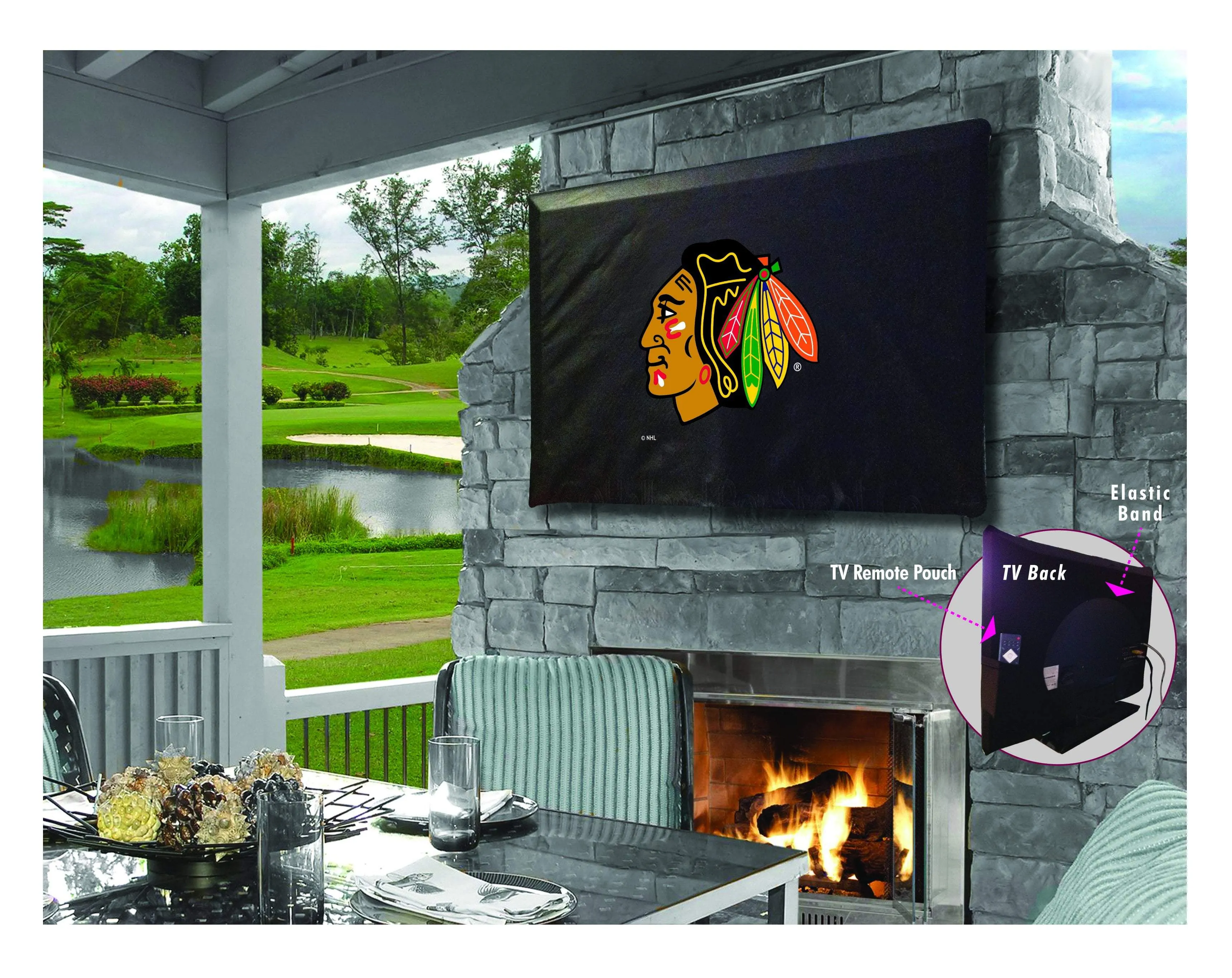 Chicago Blackhawks HBS Breathable Water Resistant Vinyl TV Cover