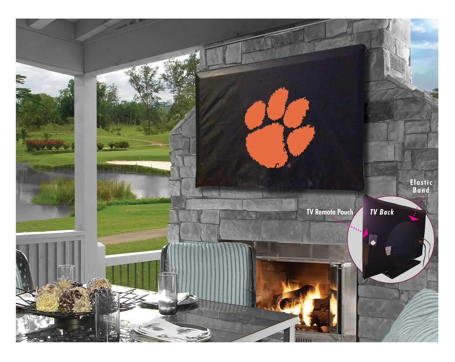 Clemson Tigers HBS Black Breathable Water Resistant Vinyl TV Cover