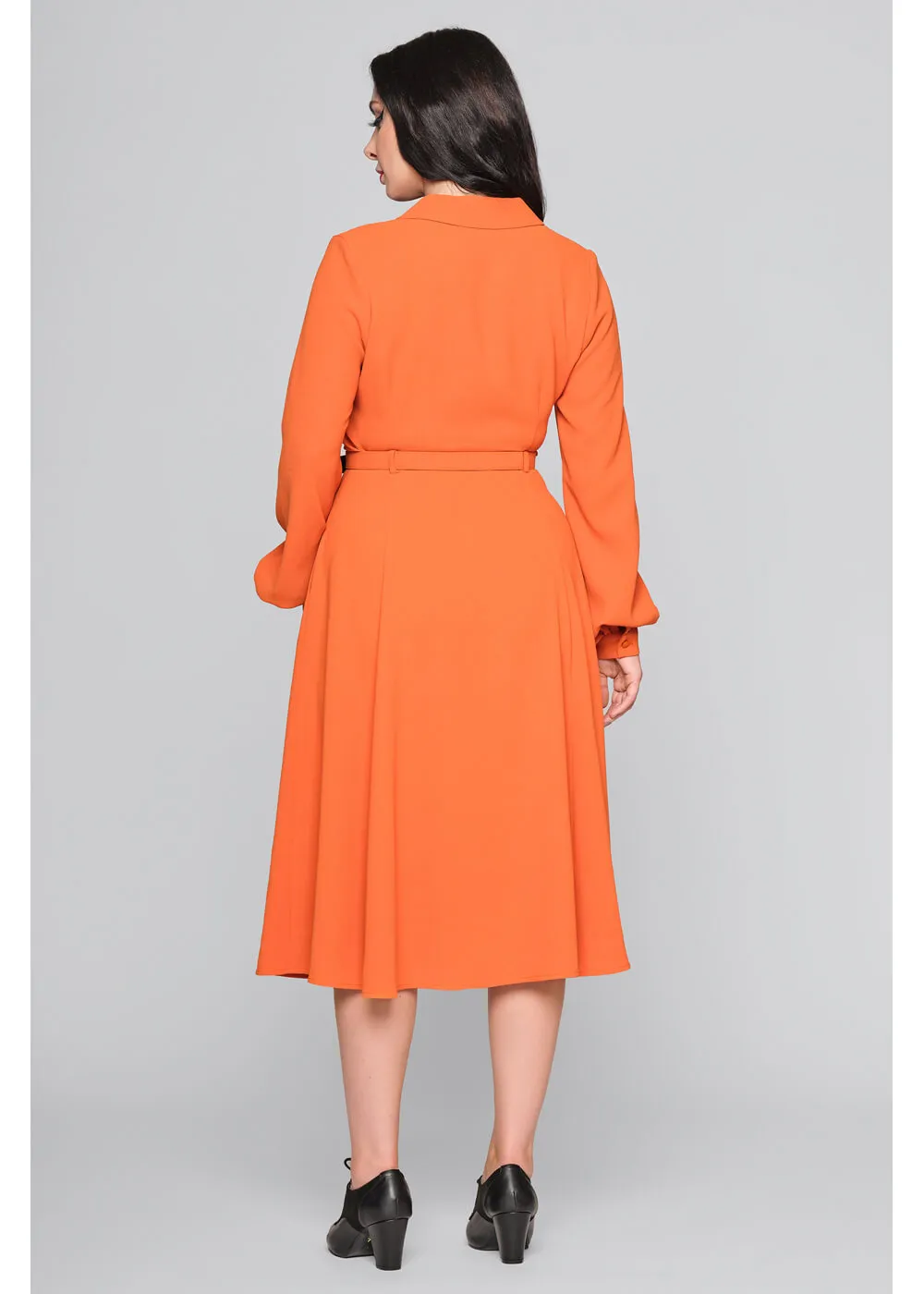 Collectif Caterina Flared 50's Swing Dress Dark Orange