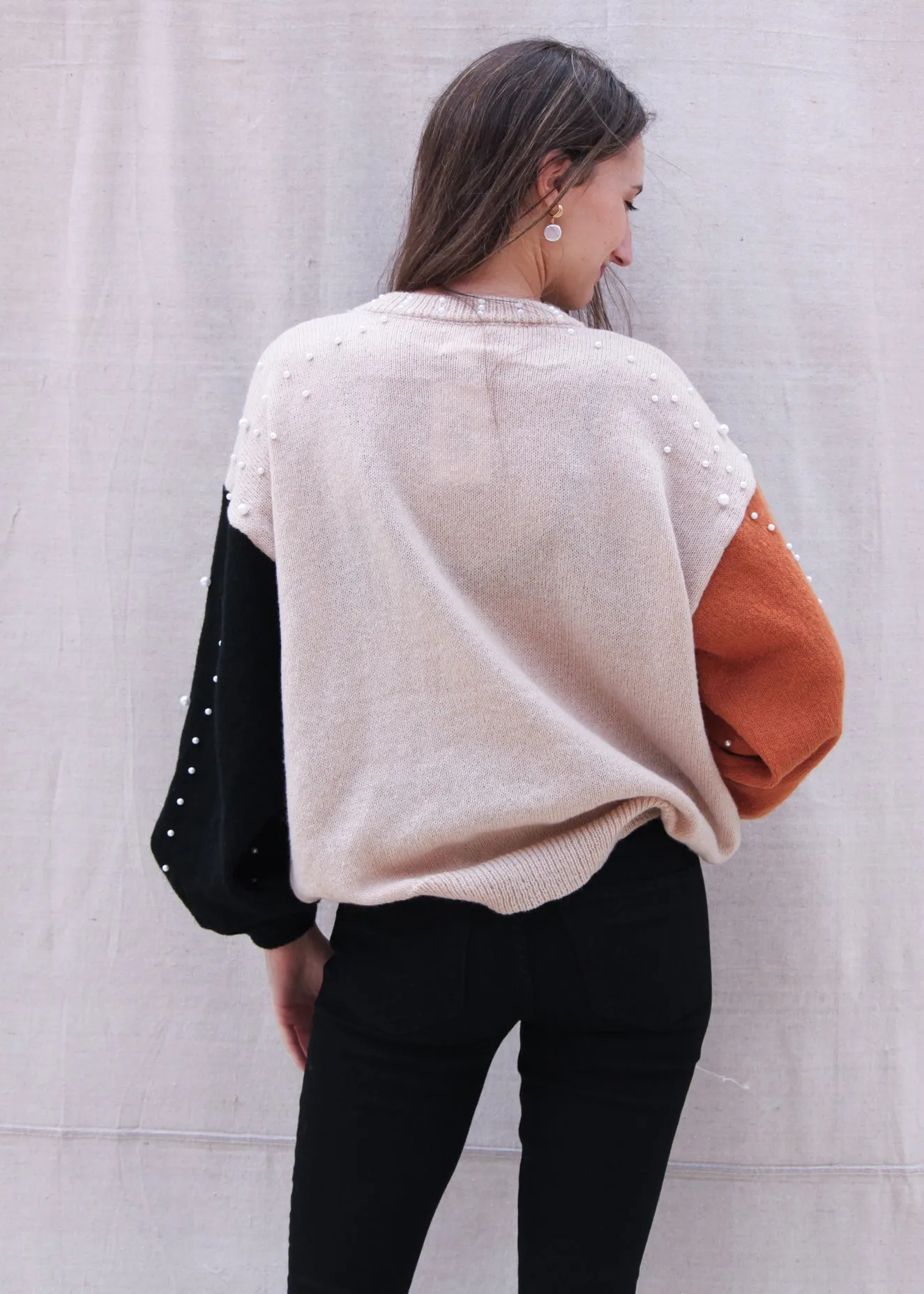 Color Block Pearl Sweater