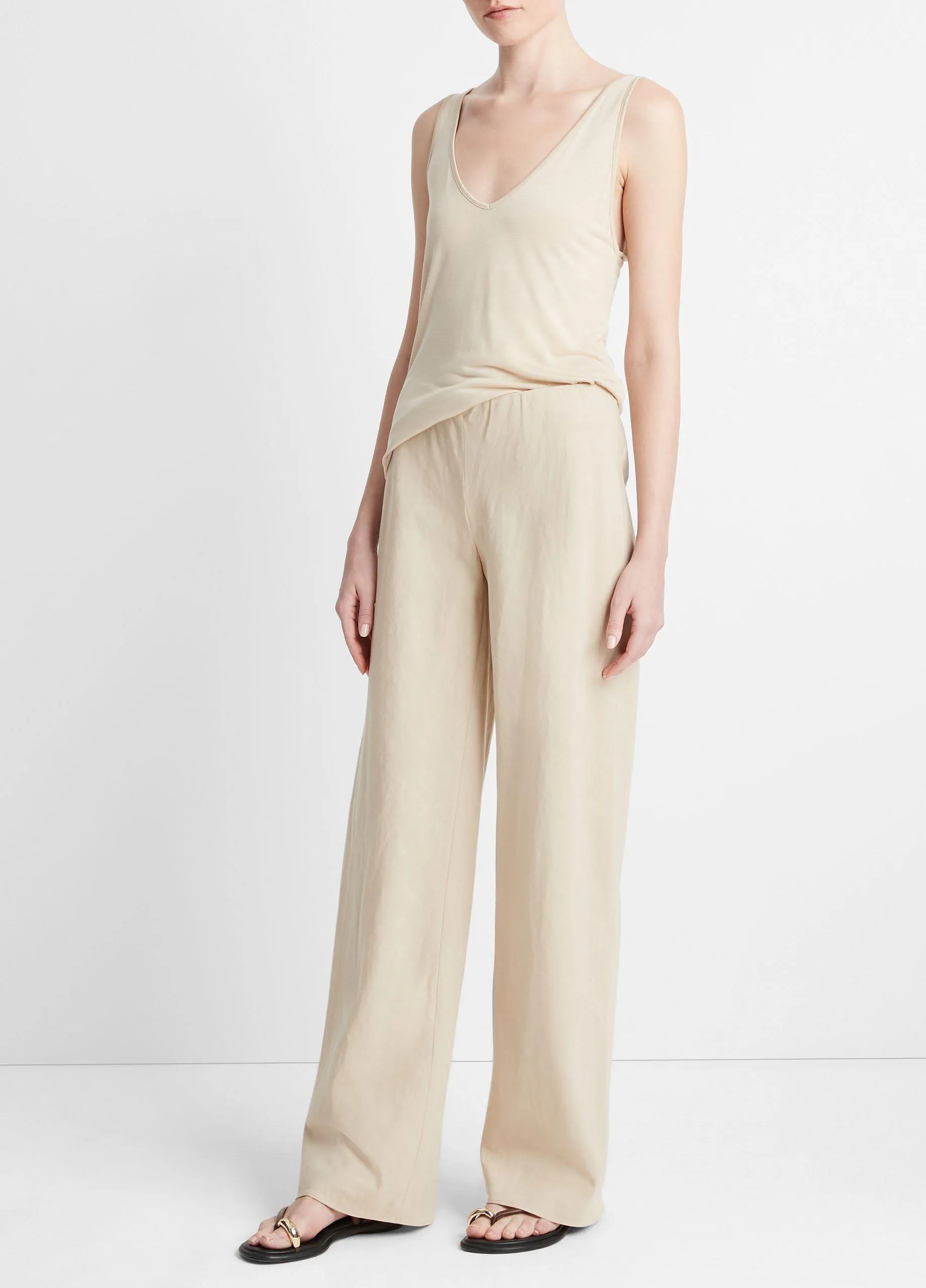 Cotton-Blend High-Waist Bias Pant