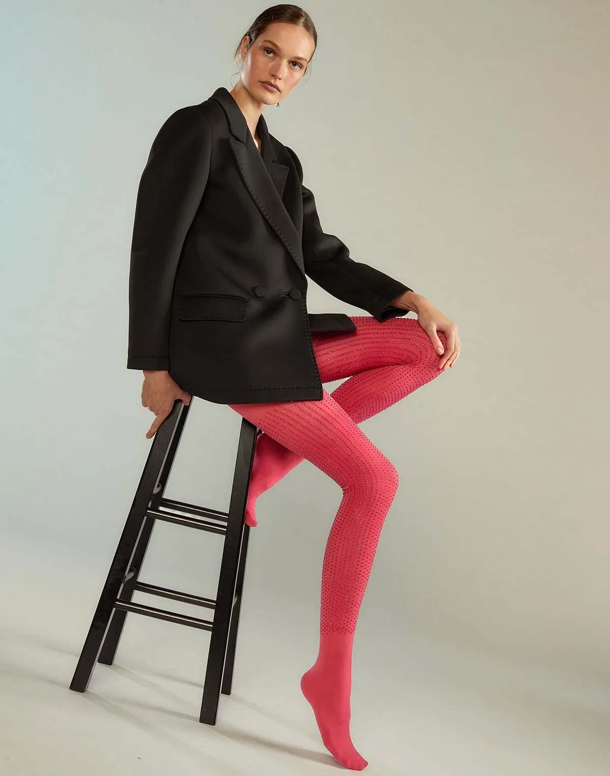 Crystal Knit Tights - Hot Pink