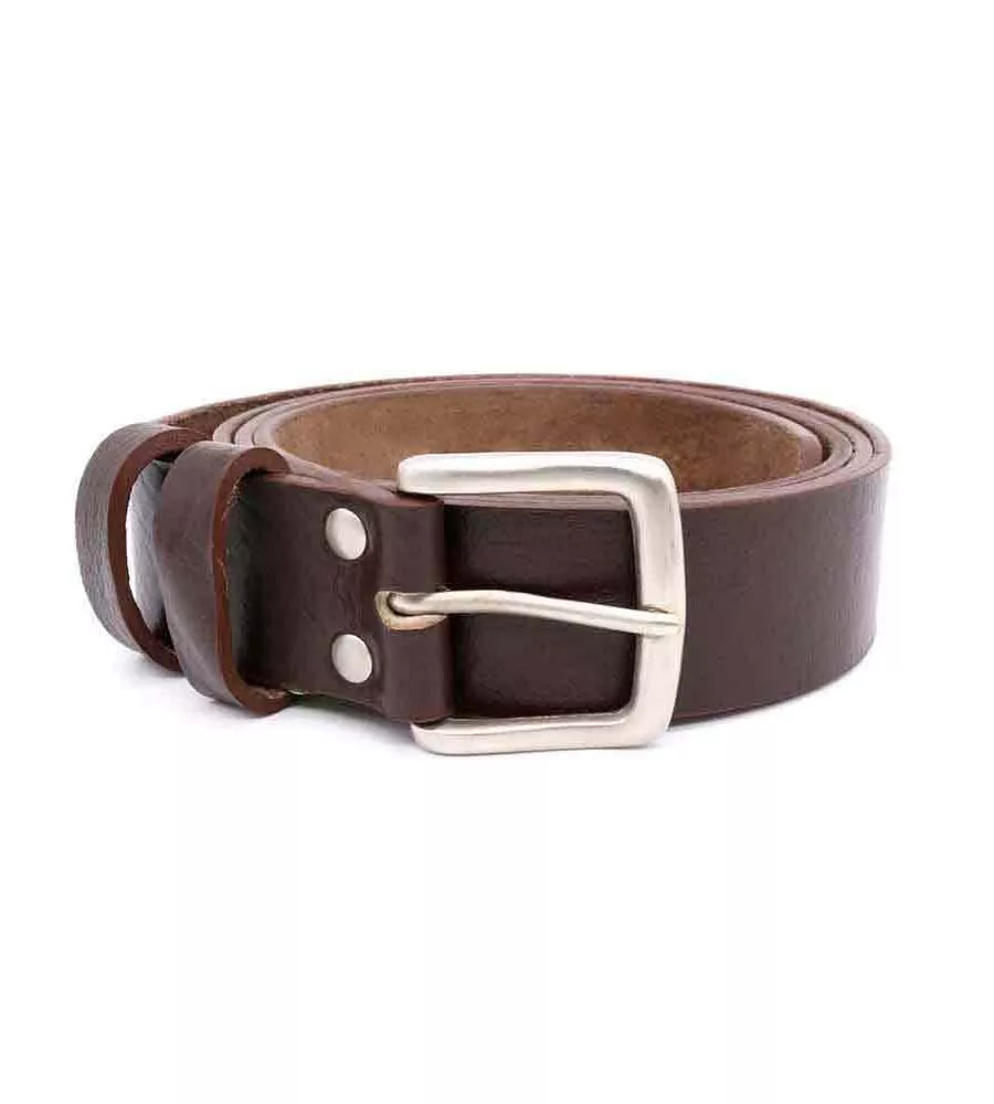 D555 Big Mens Brown Hand Crafted Real Leather Hide Belt 3.7 Cm Width (LIAM)