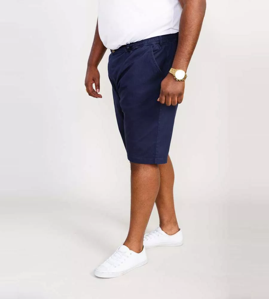 D555 Big Mens Navy Stretch Shorts With Full Elastic (BUTLEY)