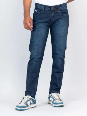 Dark Blue Ankle Fit Denim Jeans