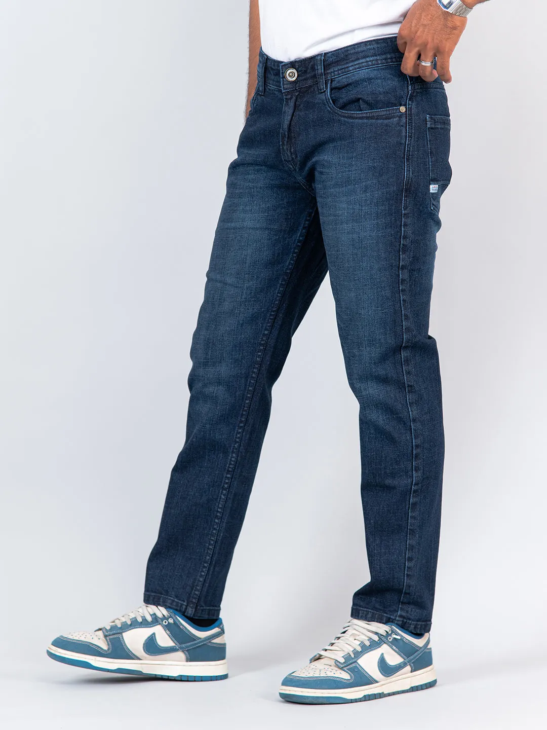 Dark Blue Ankle Fit Denim Jeans