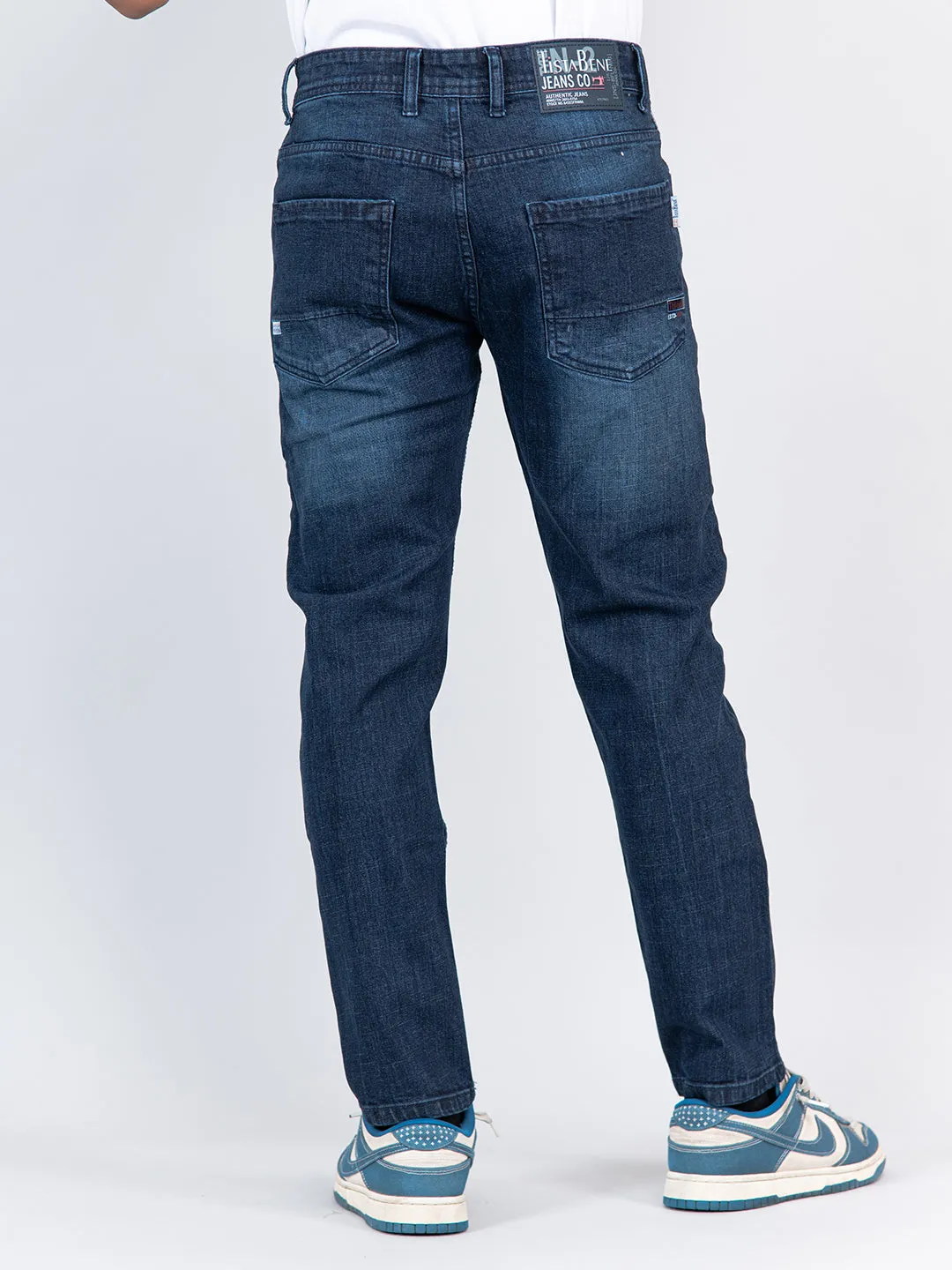 Dark Blue Ankle Fit Denim Jeans