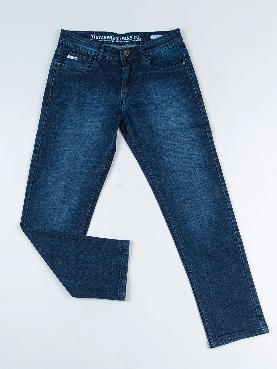 Dark Blue Ankle Fit Denim Jeans