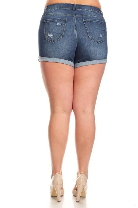 Distressed Cuffed High Rise Short