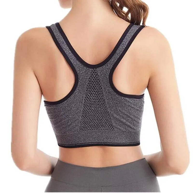 Front Zipper High Stretch Breathable Sports Bra Top