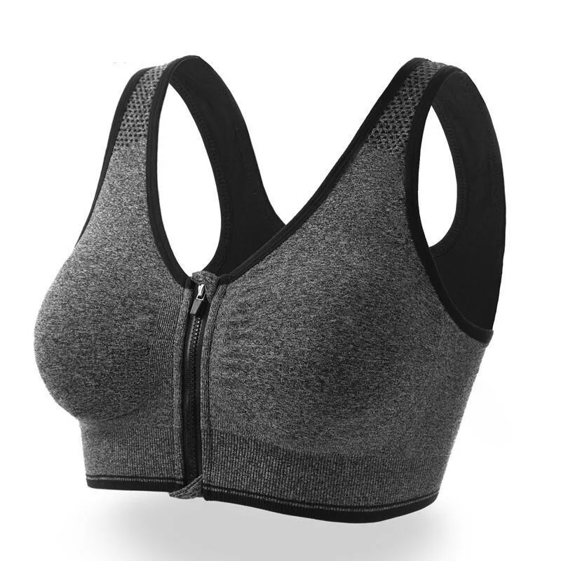 Front Zipper High Stretch Breathable Sports Bra Top