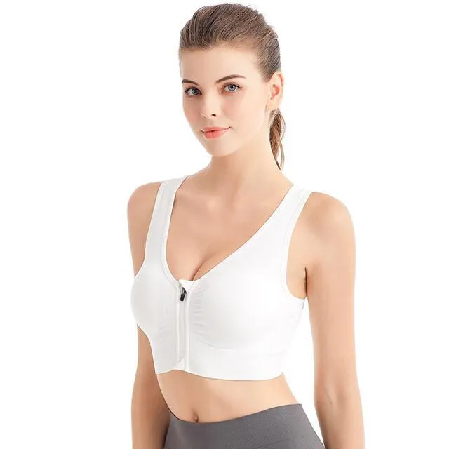 Front Zipper High Stretch Breathable Sports Bra Top