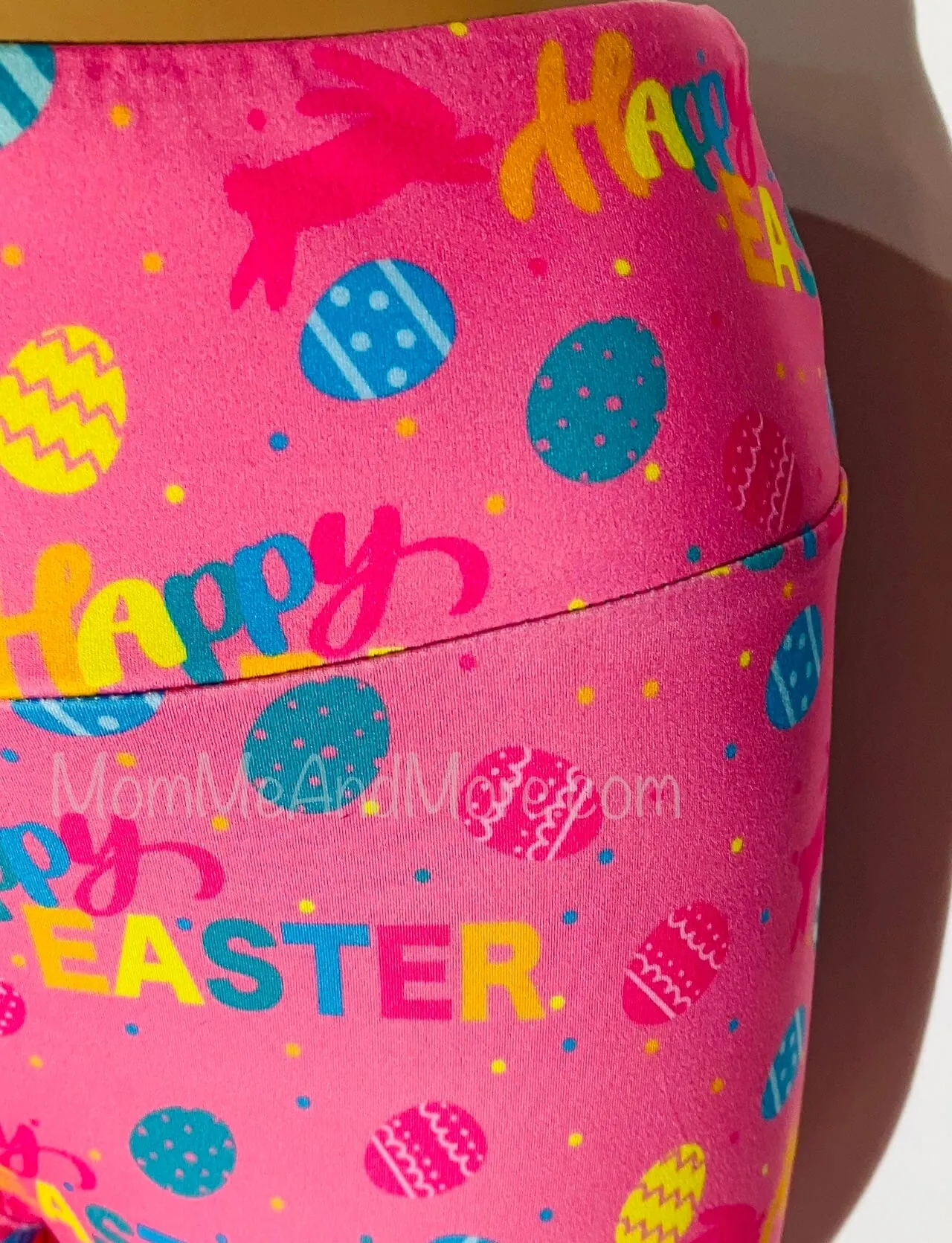 Girls Happy Easter Leggings, Kids Yoga Pants, Sizes S/L, Yoga Waist, Pink, Exclusive Leggings