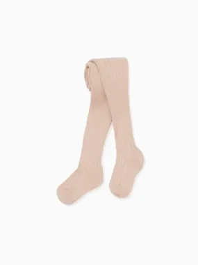 girls pale pink ribbed tights