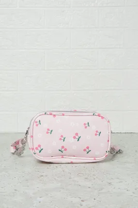 Girls Pink Printed Crossbody Bag