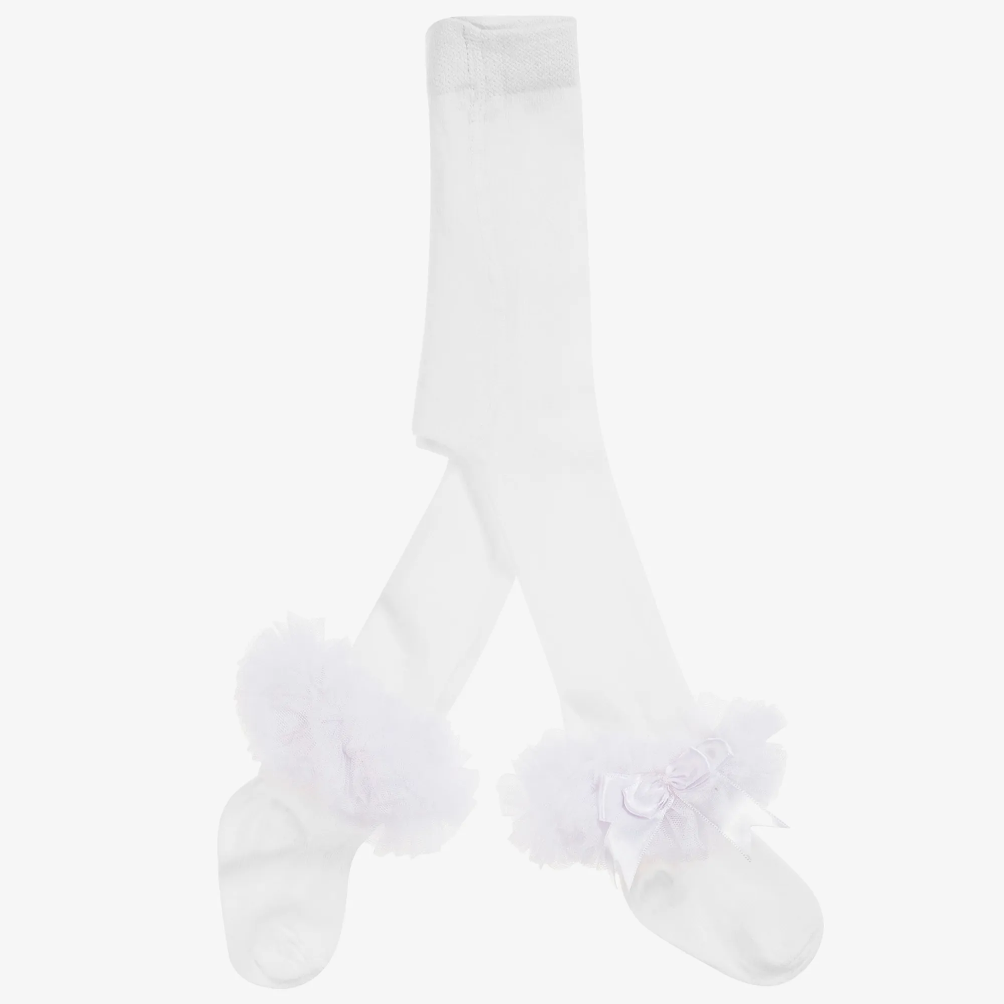 Girls White Cotton Tights