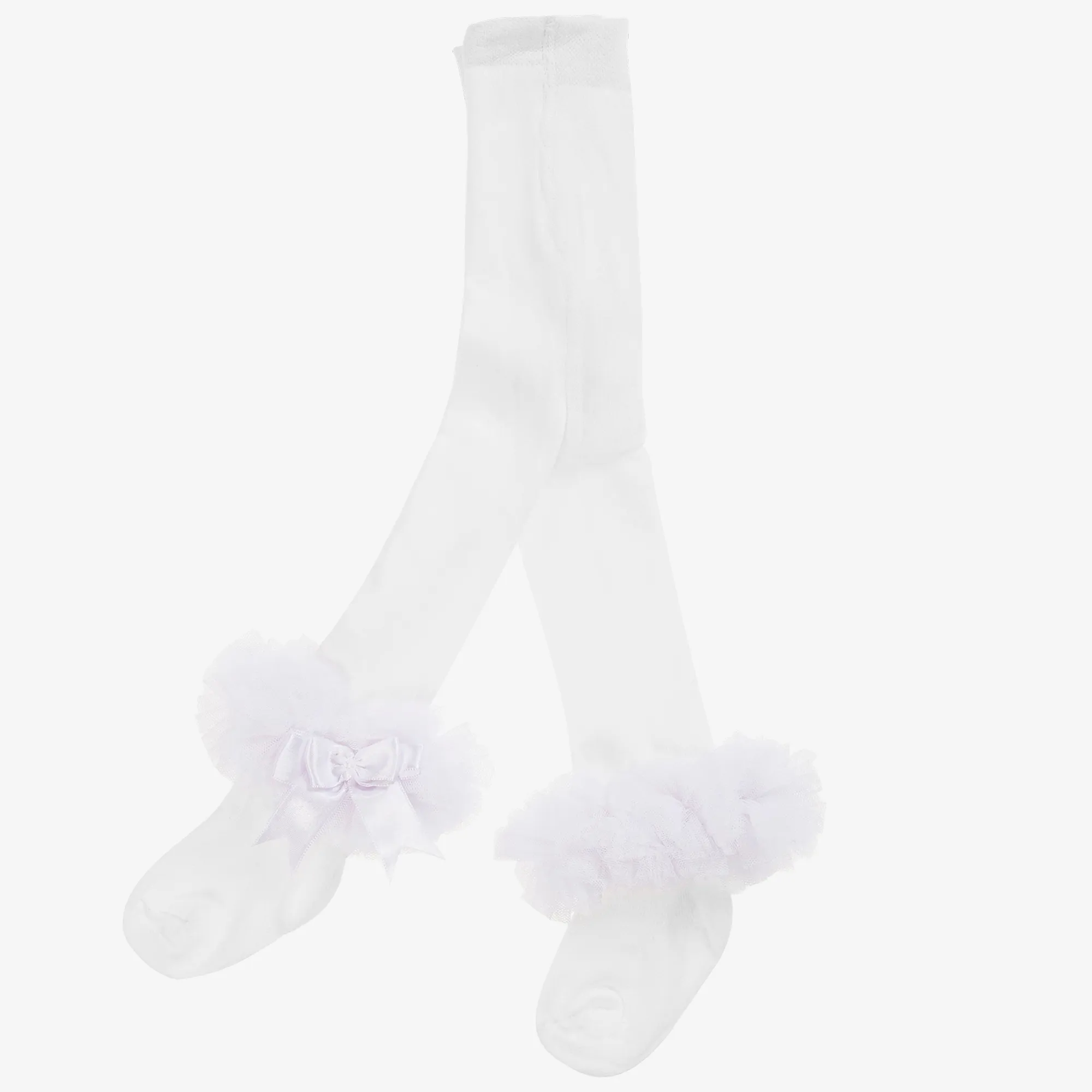 Girls White Cotton Tights